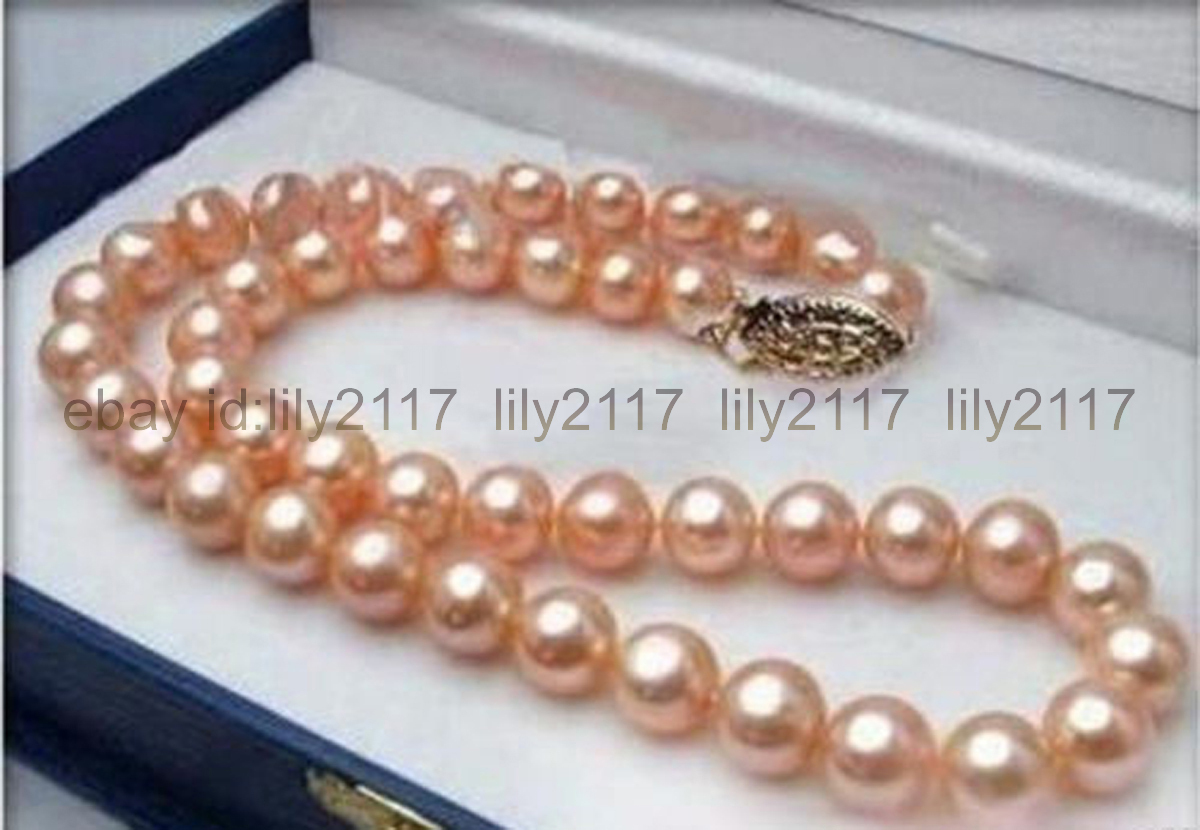 Long 20'' 7-8MM Genuine Natural Pink Akoya Cultured Pearl Necklace