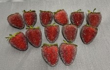 13 Sugared Faux Fake Strawberries Red Decorative Fruit Decor