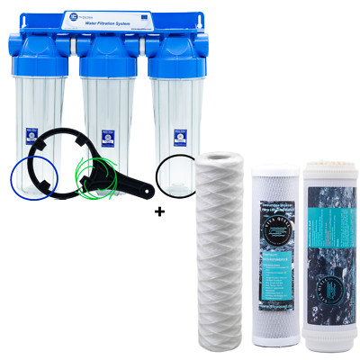 Wasserfilter Gehäuse Set 10 Zoll 3/4'' Wasser Vor Filter - Sediment Kohle Eisen