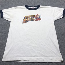 Vintage Super Mario Bros T-shirt 2002 White Ringer Large