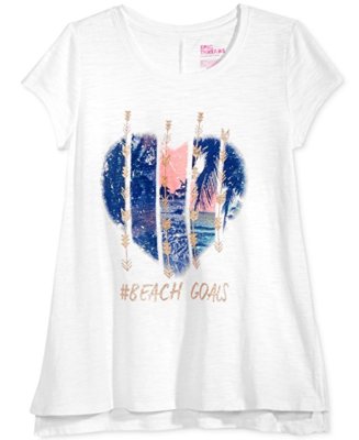 Epic Threads Girls'  #Beach Goals Graphic Print T-Shirt Bright White Large NWT