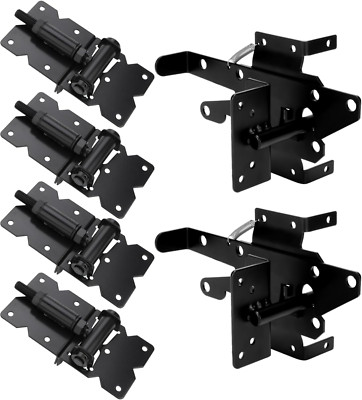 Heavy Duty Self Closing Gate Hinge & Lock Kit for Wood/Vinyl Fences, 2 Pack