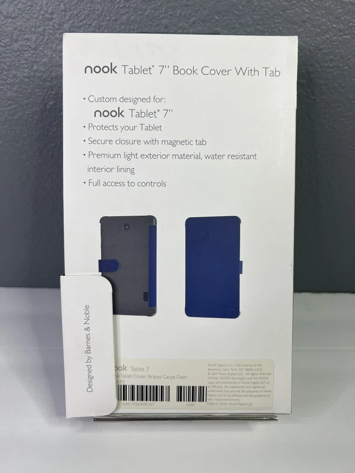 New Barnes & Noble Nook Book Cover With Tab For Tablet 7” Striped Carpe Diem - Image 2 of 4