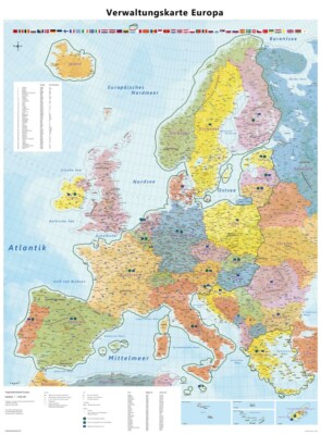 Übersichtskarte Europa (politisch) EU, Poster, Wandkarte, 90 x 123 cm