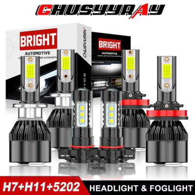 For 2007 Ford Escape H7+H11+H16 High&Low Beam + Fog LED Headlight Bulbs