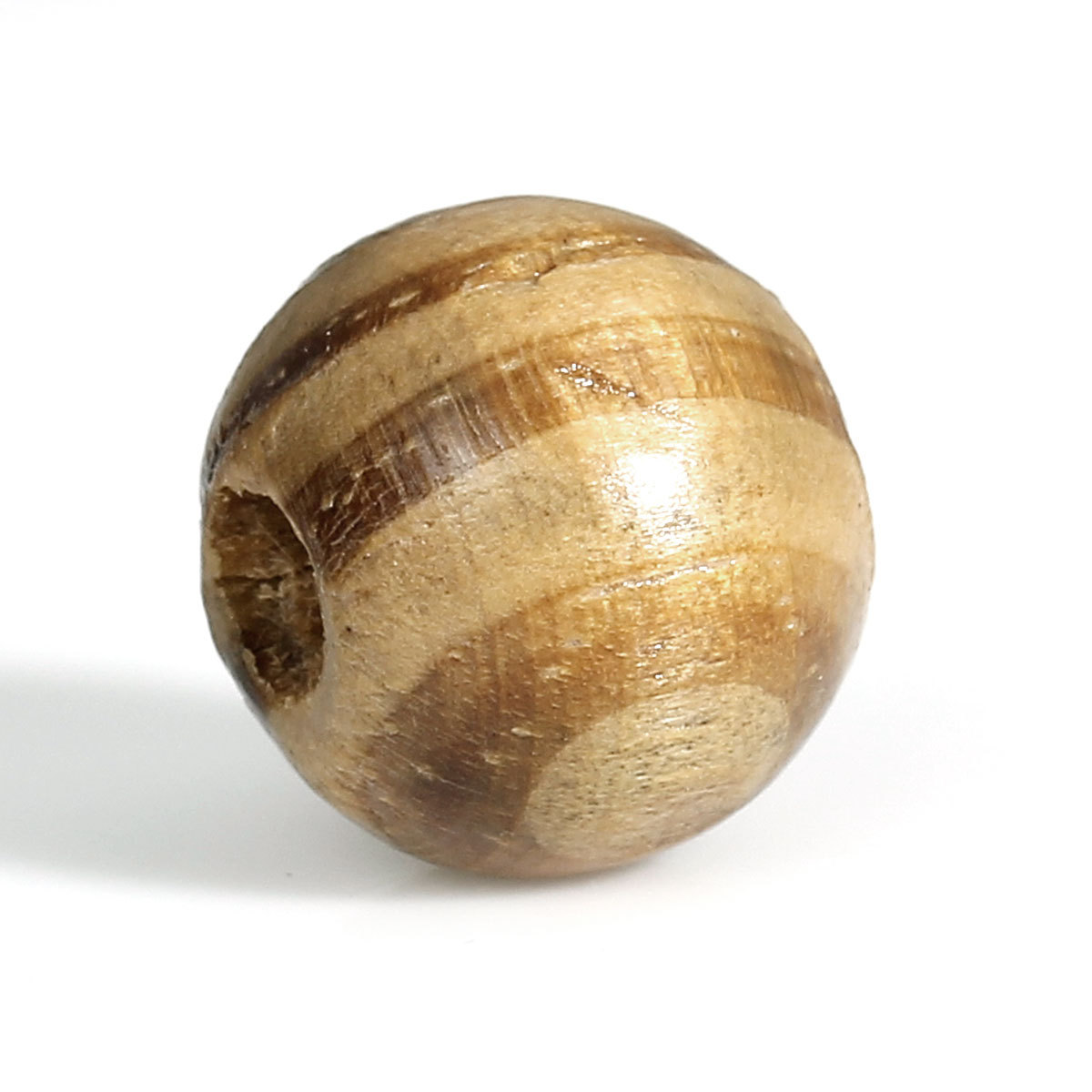 Lot De 50 Perles En Bois Marron Strié Naturel - 10 Mm, Pour Création De Bijoux Et DIY