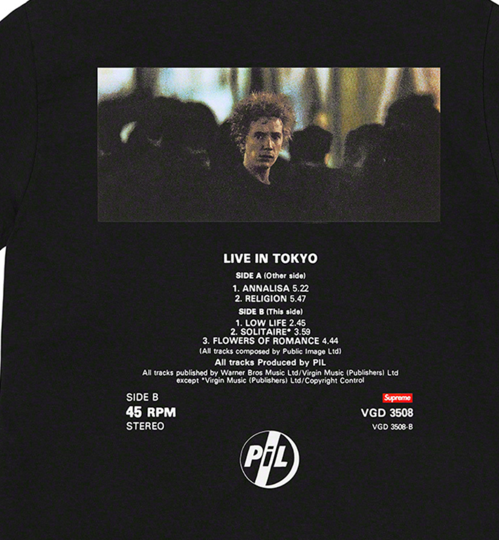★2022AW WEEK12★Supreme X PiL Live In Tokyo Tee Buy Supreme x PiL Live In Tokyo Tee 'Black' - FW22T59 BLACK
