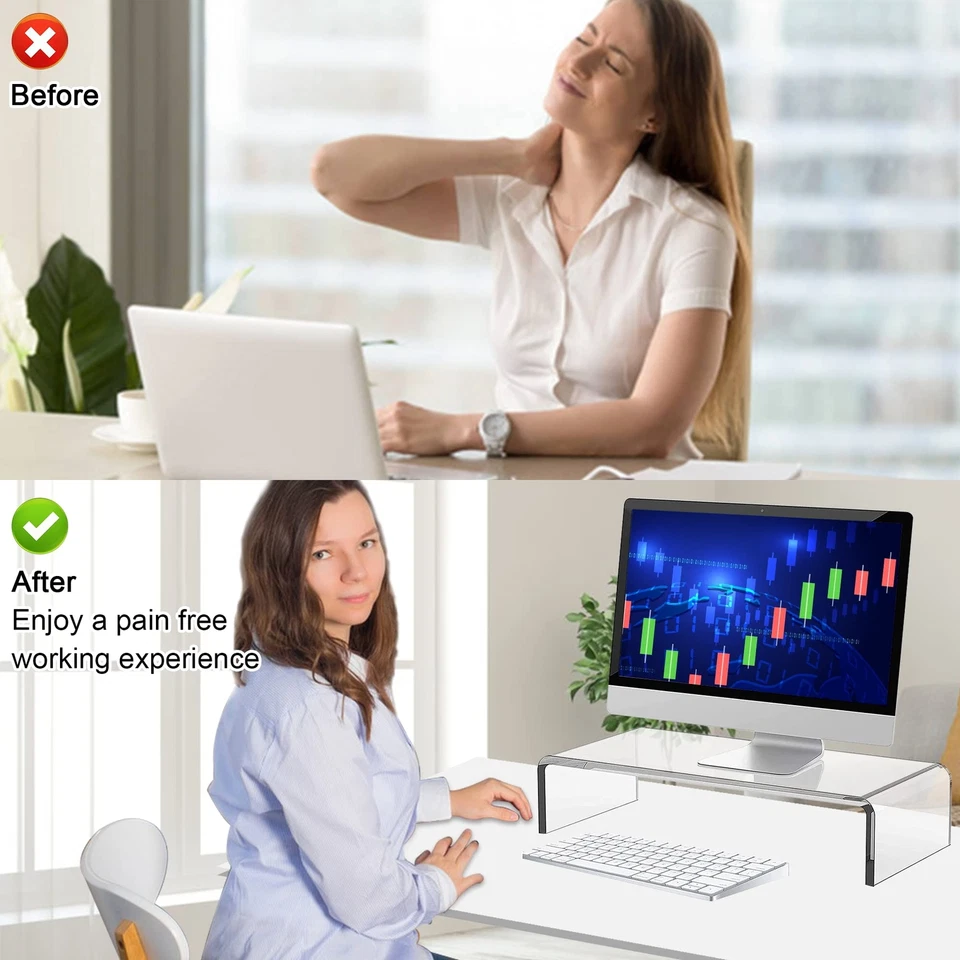 Acrylic Monitor Stand Riser Acrylic Laptop Stand Riser PC Holder - image 3 of 4