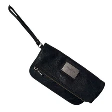 Classic SimplyVera Vera Wang Vegan Black Shimmer Vegan Wristlet Clutch ~EUC