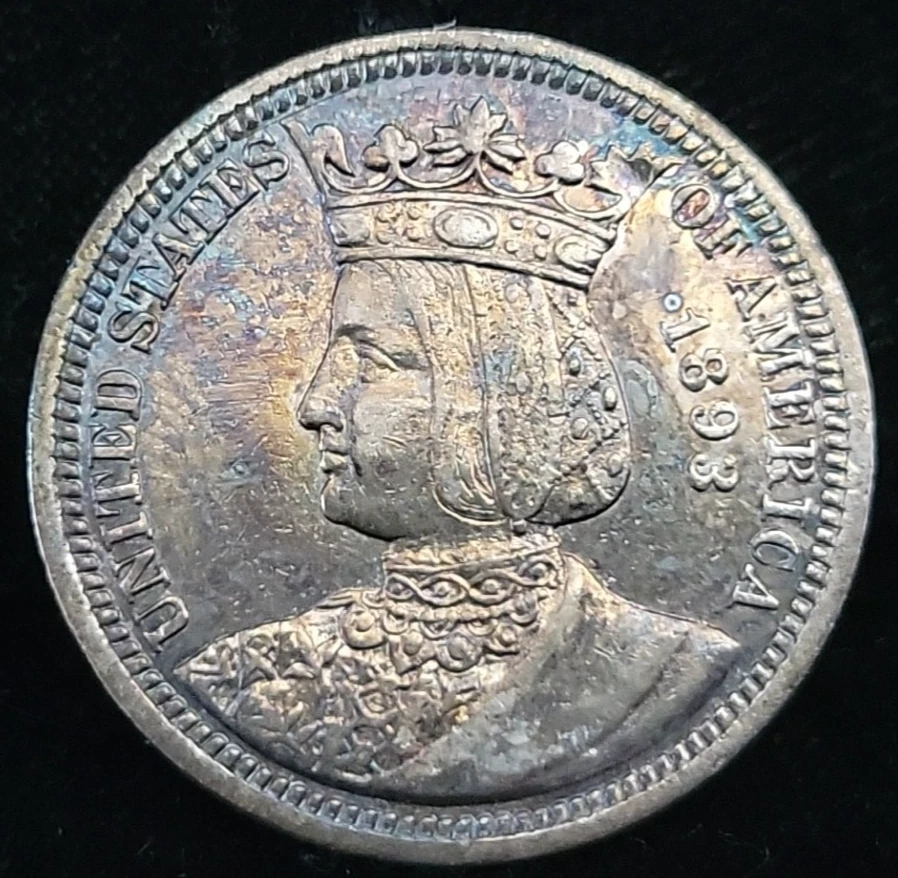 1893 Isabella Silver Commemorative Quarter 25c UNC Detail (Cleaned) | See Pics - Image 4 of 4