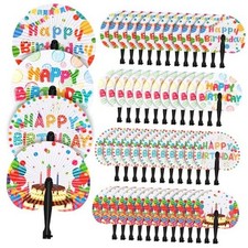 48 Pack Happy Birthday Paper Fans Decorative Folding Hand Fans Bulk Happy