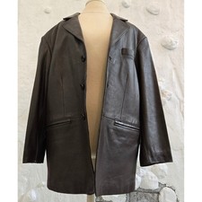 NB Leather Italy Brown Genuine Leather Blazer Jacket Mens Size S