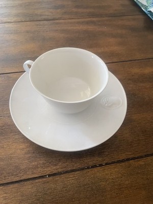 KPM Berlin ARKADIA WHITE Porcelain Saucers Bisque Medallion _EUC