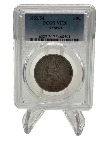 1855/54 50C PCGS VF20 (Arrows) - Liberty Seated Half Dollar Low Mintage 759,500