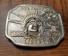 Vintage 100 Years Of Liberty 1886 - 1986 Belt Buckle Real Diamond Chip