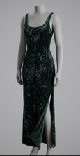 Vintage Victoria  s Secret Gold Label Green Slip Dress Velvet Goth USA 90s Maxi