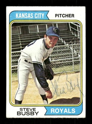 1974 Topps  #365 Steve Busby signed autograph ballpoint EAA1 BXCP71
