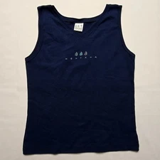 Vintage Montana Tank Top LAT Sportswear Large Navy Blue Tree Graphic Top 90s VTG