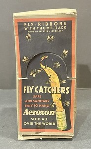 Vintage 1950’s West German Aeroxon Fly-ribbon Fly Catchers Box W/ Graphic Labels