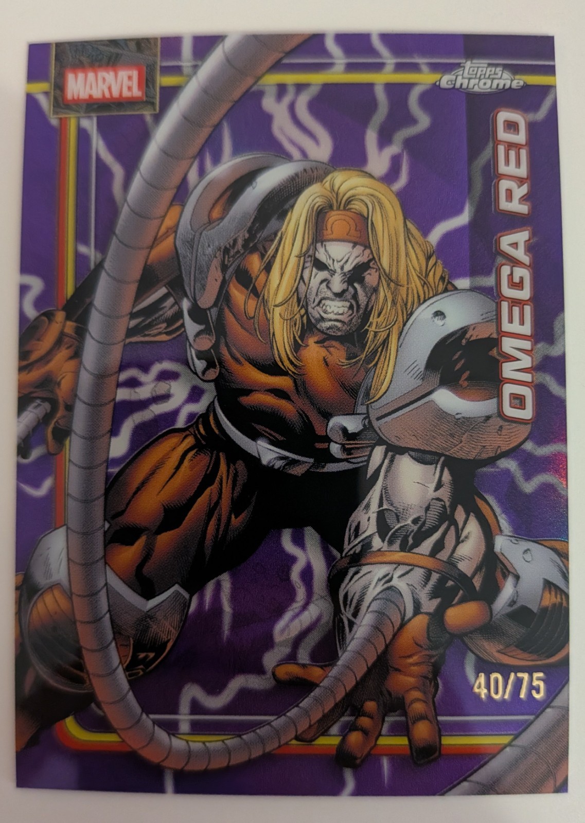 2026 Topps Chrome Marvel Comics Omega Red 40/75 Purple Lightning Refractor