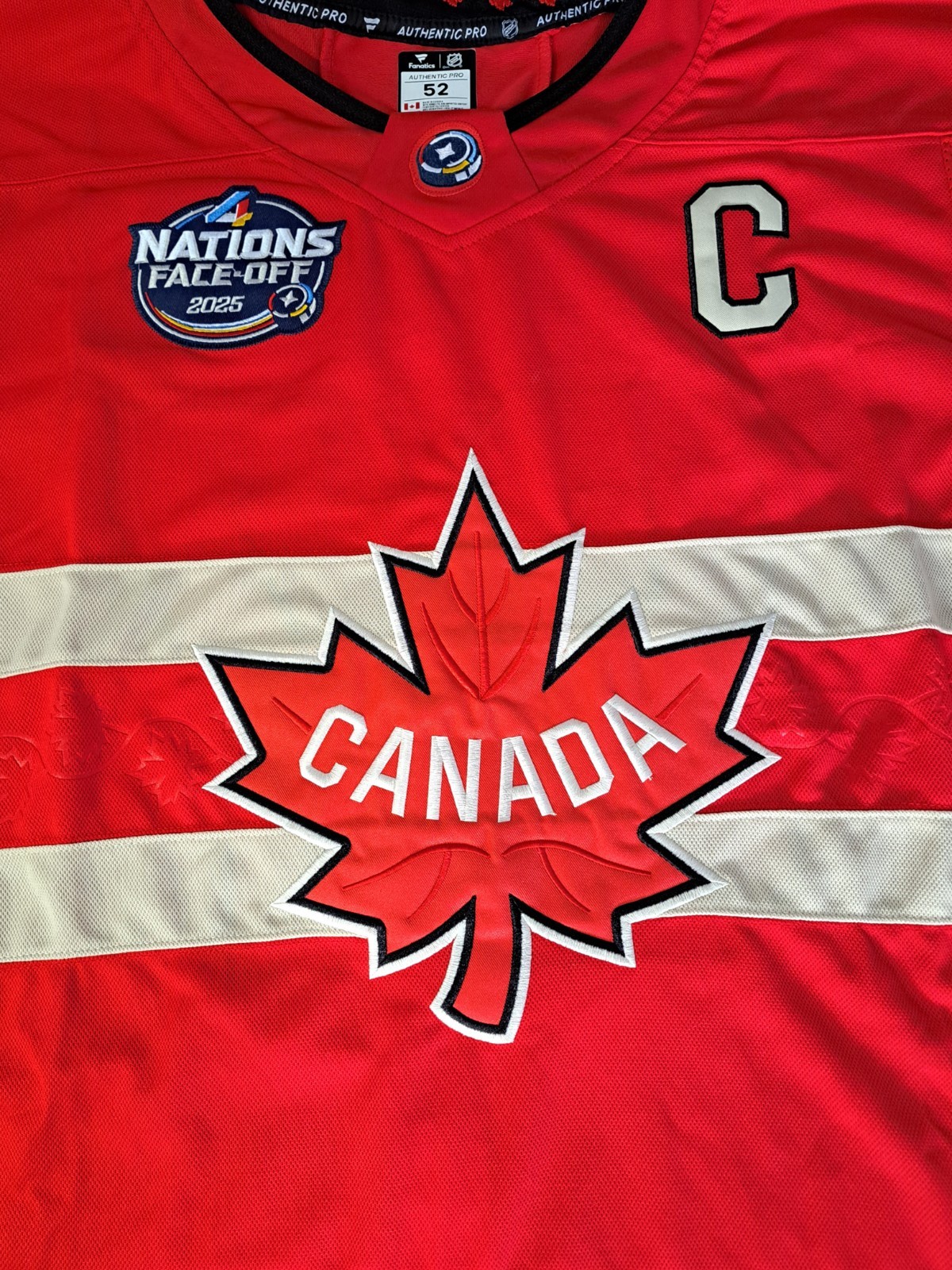 Sidney Crosby Team Canada 2025 4Nations Faceoff Cup Red Jersey, Size Large, New