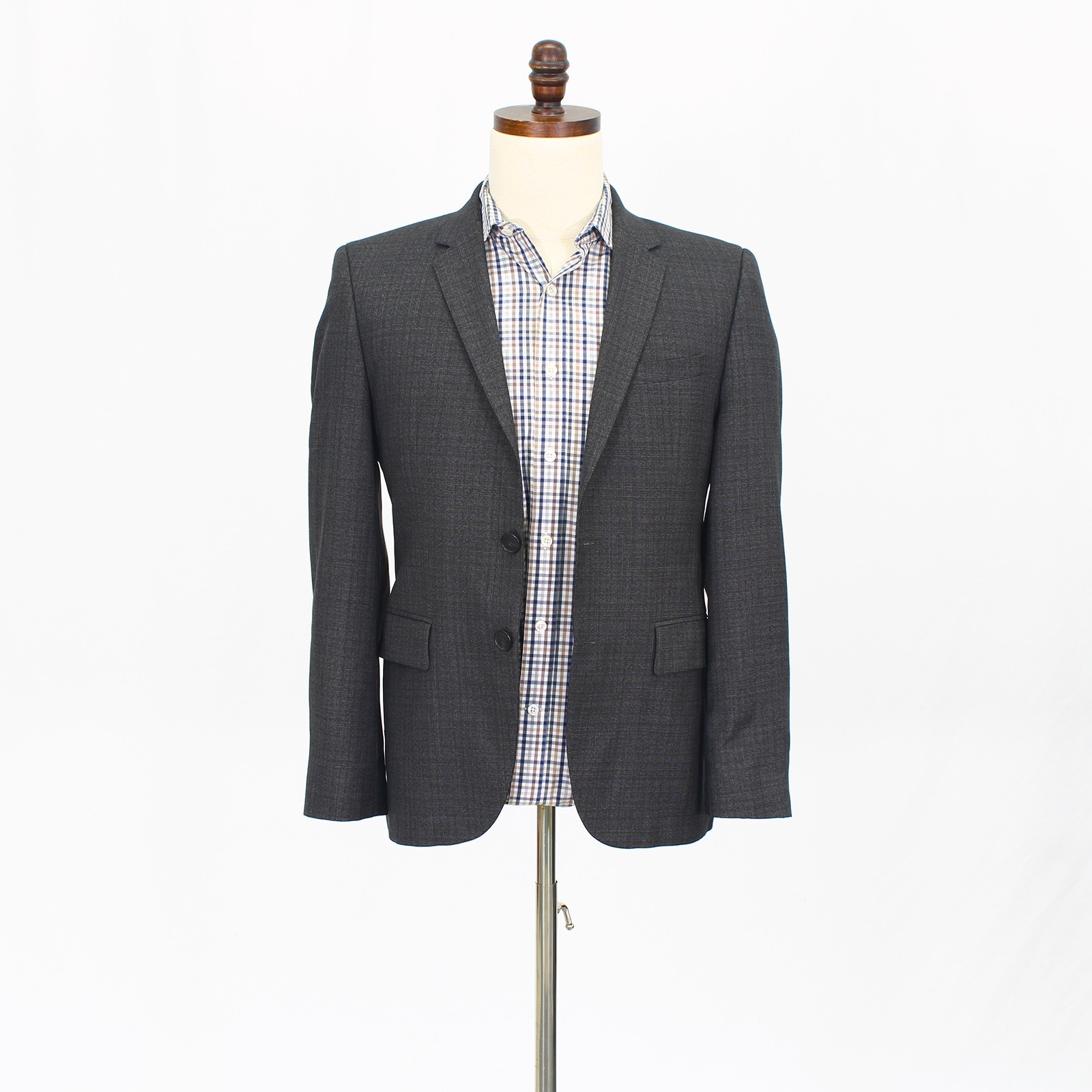 Hugo Boss 36S Gray Sport Coat Blazer Jacket Check 2-Button Wool