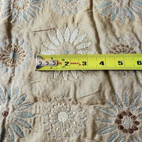 Layered Floral Embroidered Upholstery Fabric Gold Taffeta Chenille 1 3/8 Ydx 58” - Picture 6 of 8