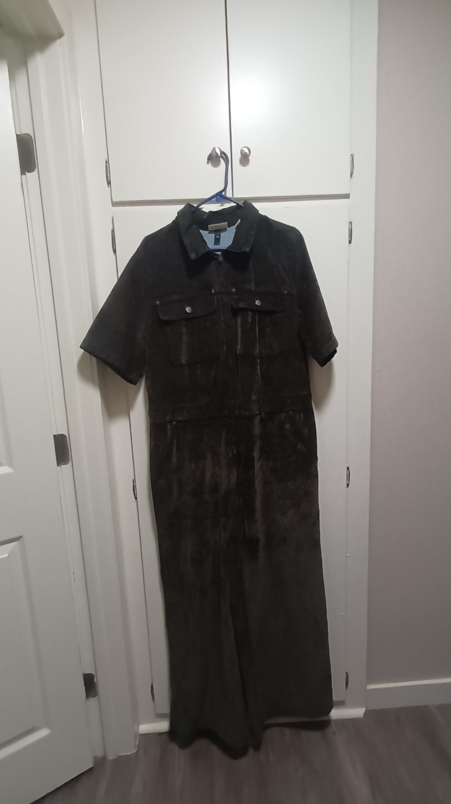 Size 16 Rayon Velvet Coveralls Jumper Short Sleeve Drop Crotch
