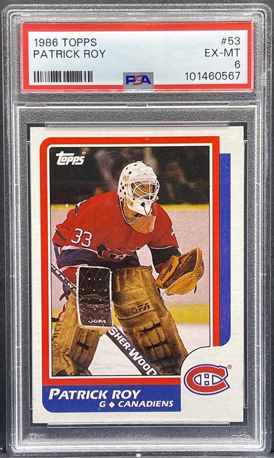 1986 Topps Patrick Roy Rookie #53 PSA 6 EX-MT Montreal Canadiens HOF