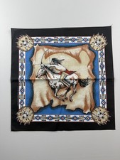 Vintage Bandana Scarf Handkerchief Western Horse Rider Graphic Made In USA