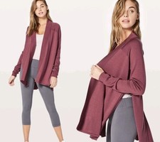 Lululemon Blissful Zen Merino Wool Cardigan Sweater in So Merlot Size 2-4 Small