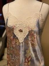 California Dynasty Floral Satin Slip Dress   Women  s Size L   Vintage