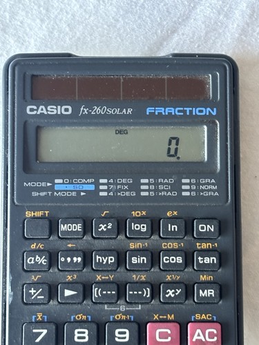 Calcolatrice scientifica frazione solare CASIO FX-260 con custodia scorrevole testata funzionante - Foto 3 di 6