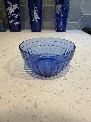 HTF Hazel Atlas Aurora Cobalt Blue 4 1/2" Deep Oatmeal Bowl Depression Glass