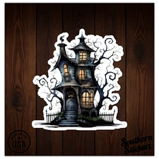 Haunted House Halloween - Vinyl Decal Sticker - Car Window Laptop - ebn11670