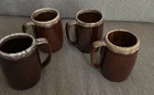 Hull Oven Proof Brown Drip Glaze Beer Stein/ Coffee Mug 5” 18oz USA Set Of 4