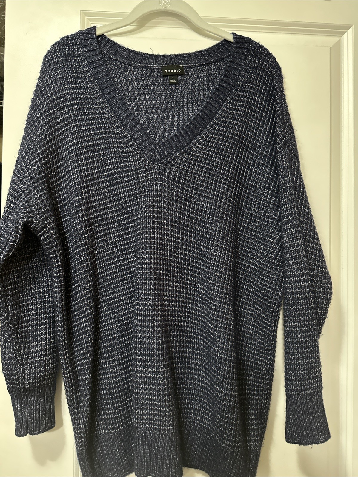Torrid V-Neck Sweater Navy Blue Pullover Super Soft, Cozy, Casual Size 1
