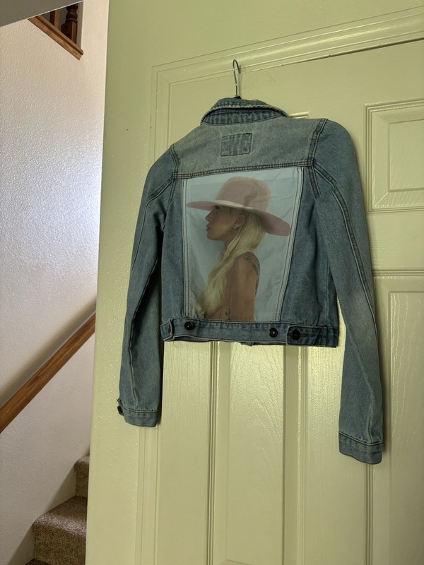Womens Rare LADY GAGA Denim Jean Jacket Joanne Tour  Extra Small XS Big Pic Back