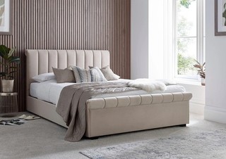 5ft/Kingsize Ascot Beige/Natural Upholstered Ottoman Bed