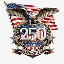 America 250th USA FLAG 1776-2026 Waterproof 4” INCH Vinyl Sticker Decal 1PC