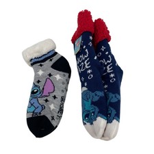 Lilo  Stitch Women  s Holiday Slipper Socks, 2-Pack, Size 4-10 Fuzzy NWT