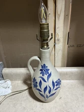 Vintage 1992 MCM Williamsburg Pottery Stoneware Electric Table Lamp - Tested