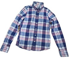ABERCROMBIE  FITCH Men  s Muscle Fit Button Down Pink  Blue Plaid Shirt Medium