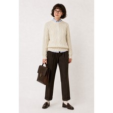 Vintage Fisherman Cable Knit Sweater Medium Cream Textured Academia Grandpacore