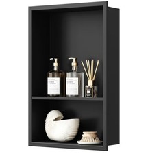 Neodrain 12X18 Pollici Nero Opaco Doppio Ripiano Acciaio Inox Doccia Nicchia, No...