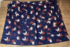 Vintage Half Apron 2 Pocket Japanese Butterfly  s Lace Detail Blue Boho Cotton