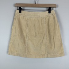 American Eagle Mini Corduroy Skirt Womens 4 Tan Cotton Preppy Y2K Schoolgirl VTG