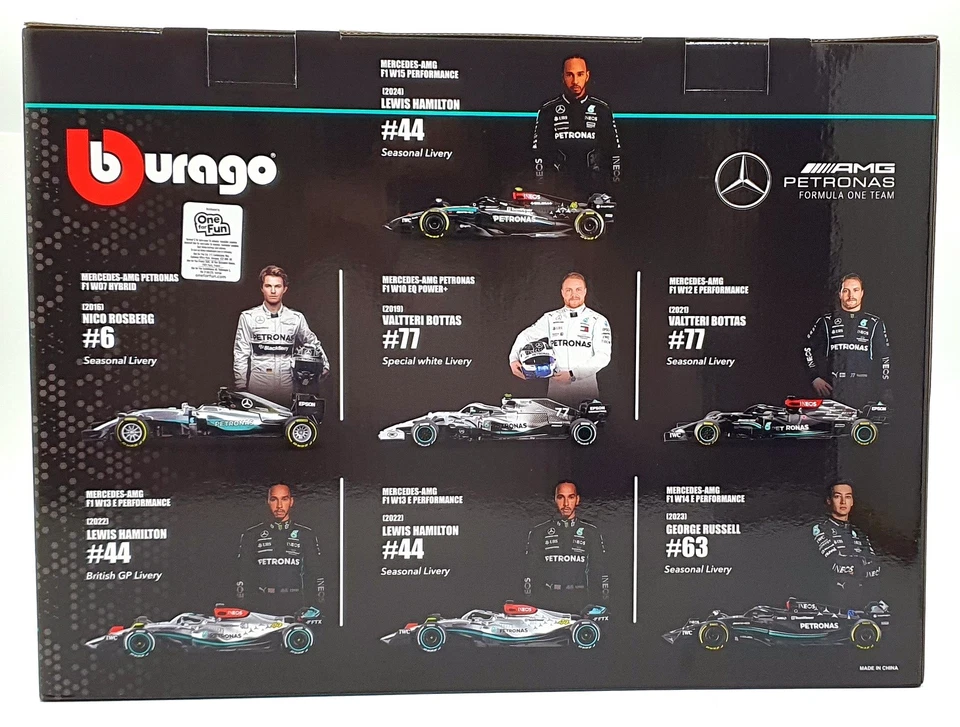 Burago escala 1/43 18-38170 - Mercedes-AMG Petronas F1 7 coches y soporte de exhibición Foto 4 de 4