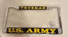 Metal License Plate Frame "Veteran U.S. Army Logo"