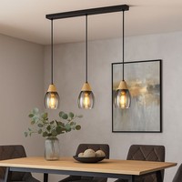 Pendellampe HäNgelampe HäNgeleuchte Rauchglas Retro 3 Flammig E27 Lxh 55X120Cm